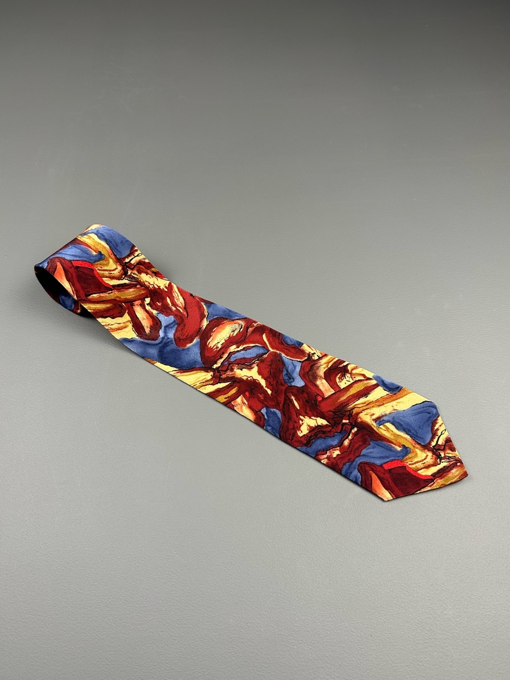 J. Garcia Abstract Multicolor Tie Red Blue Gold 3 3/4 x 56 1/2